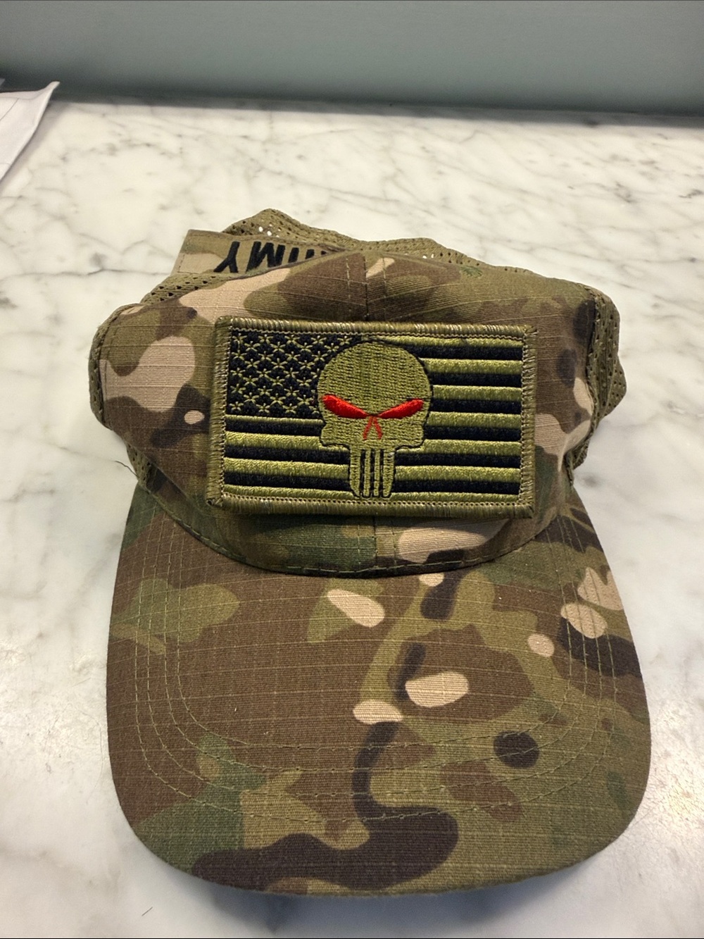 Multicam Tactical Baseball Cap with Punisher Flag Patch - Multicam